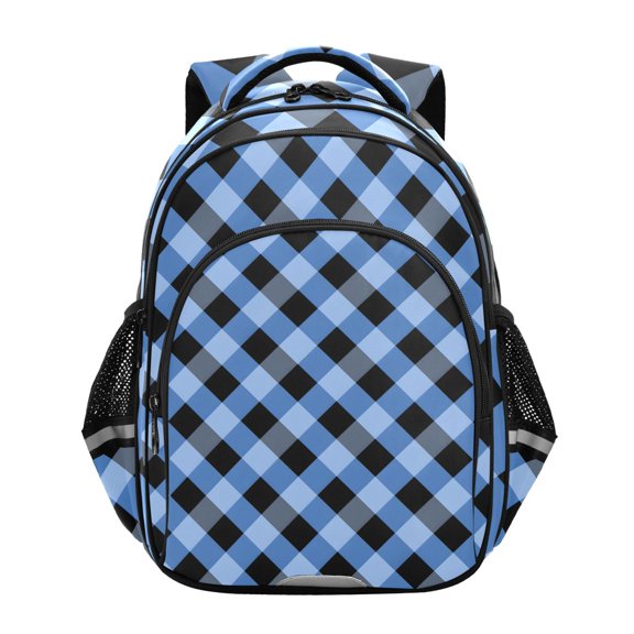 ALAZA Blue Grid Checkered Pattern School Backpack Elementary Bag Bookbag Travel Rucksack