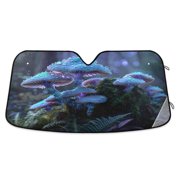 ALAZA Blue Magic Mushroom Pattern Car Windshield Sun Shade Foldable UV Ray Sunshade Visor Protector 55 x 27.6in
