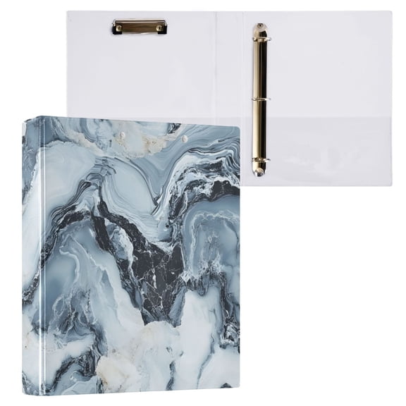 ALAZA Blue Marble Hardcover 3 Ring Binder 1.5" Round Rings Interior Pockets Binders Organizer 1 Pack