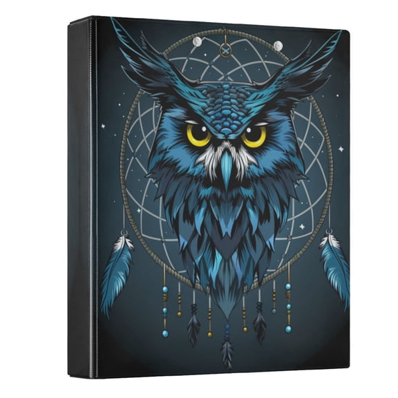 ALAZA Blue Owl Dreamcatcher 3 Ring Binder 1.5 Inch Three Ring Office Binders w/ clipboard & 3 pockets, Hold 200 Sheets, 1 pc