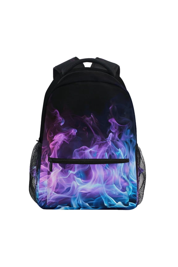 Blue Purple Flame Pattern School Backpack Elementary Stylish Bookbag Laptop Bags Travel Daypack