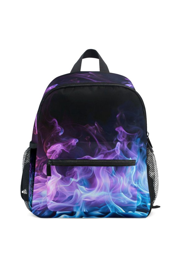 Blue Purple Flame Pattern School Backpack Student Bookbag Mini Bag
