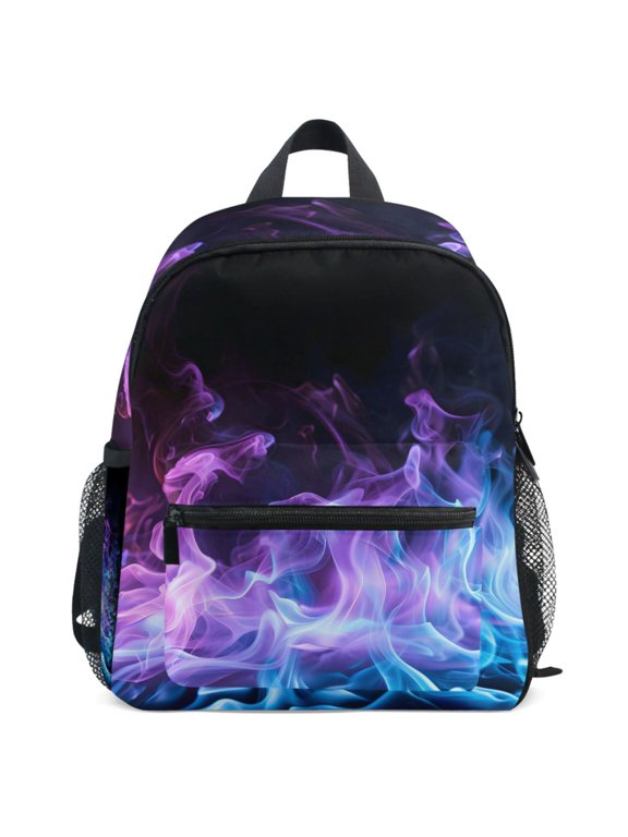 Blue Purple Flame Pattern Kids Backpack for Preschool Kindergarten Toddler Bags