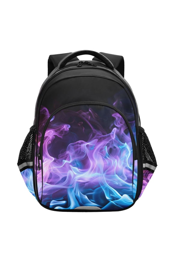 Blue Purple Flame School Backpack Elementary Bag Student Bookbag Travel Rucksack