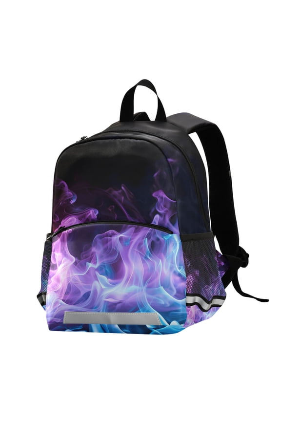 Blue Purple Flame School Backpack Elementary Student Bookbag