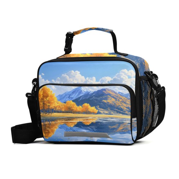 ALAZA Blue Sky Clouds Landscape Lunch Box Insulated Cooler Bag Reusable Tote Bags Shoulder Strap