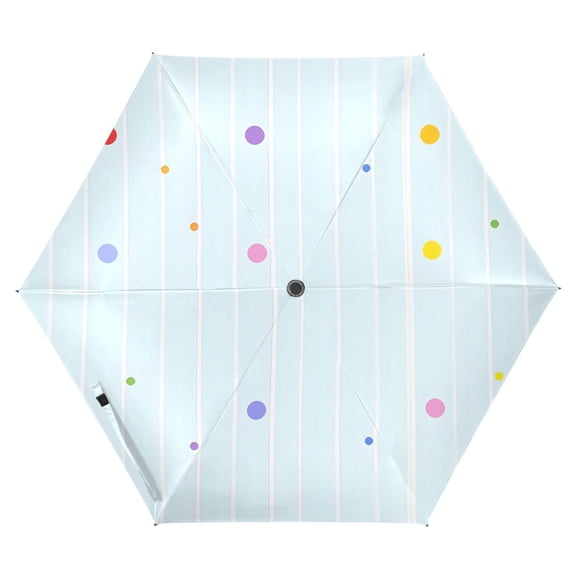 ALAZA Blue Stripes Polka Dots UPF 50+ Compact Folding Umbrella for Rain Travel Umbrella Packable