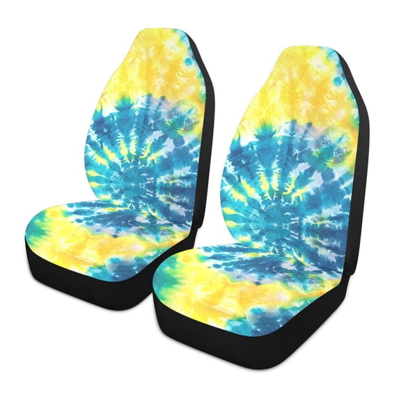 ALAZA Blue Tie-dye Car Seat Covers 2 PCs Universal Auto Front Seats Interior Protector