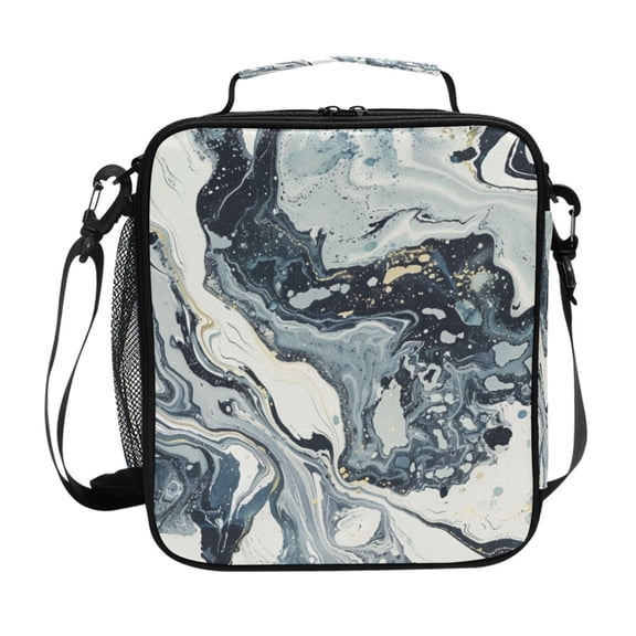 ALAZA Blue White Marble Lunch Box Insulated Lunch Bag Reusable Thermal Cooler Tote School Picnic