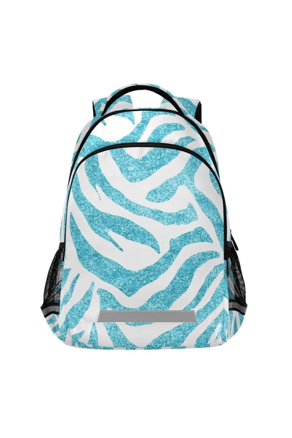 Blue Zebras Pattern Backpack Elementary School Bags Student Bookbag Travel Rucksack