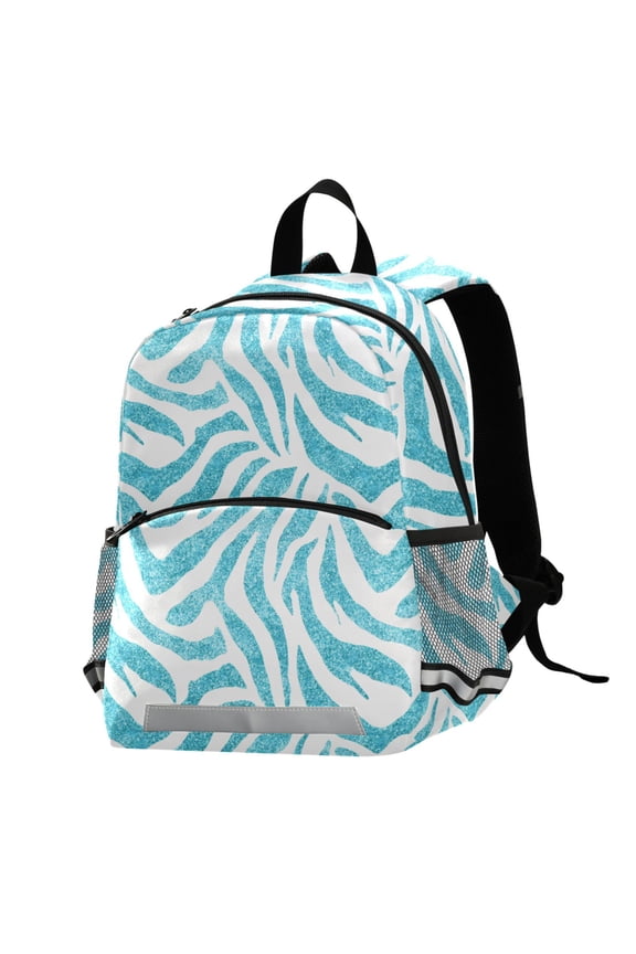 Blue Zebras Pattern School Backpack Elementary Student Bookbag