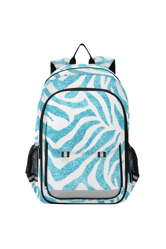 Blue Zebras Pattern School Laptop Backpack Travel Bag Casual Student Bookbag Rucksack