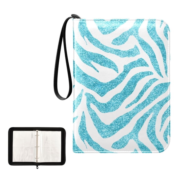 ALAZA Blue Zebras Pattern Trading Card Binder 4 Pocket Cards Collection Album 400 Folder Holder