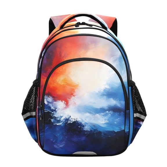 ALAZA Blue and Orange Marble School Backpack Elementary Bag Bookbag Travel Rucksack