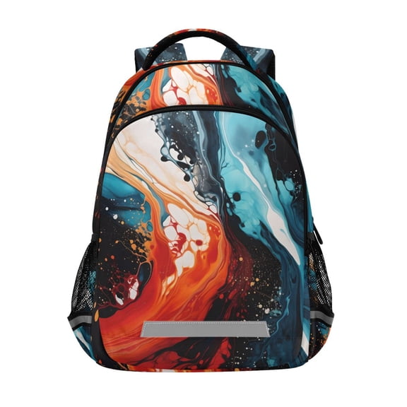 ALAZA Blue and Red Marble Backpack Elementary School Bag Bookbag Travel Rucksack