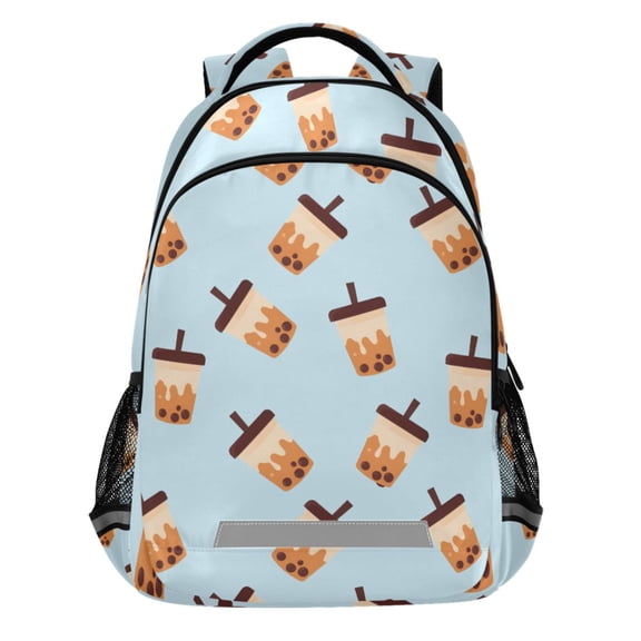ALAZA Boba Bubble Tea Blue Pattern Backpack Elementary School Bags Student Bookbag Travel Rucksack
