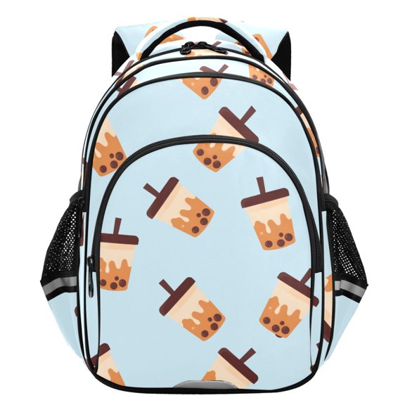 ALAZA Boba Bubble Tea Blue School Backpack Elementary Bag Student Bookbag Travel Rucksack