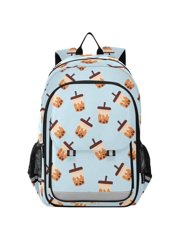Boba Bubble Tea Blue School Laptop Backpack Travel Bag Casual Student Bookbag Rucksack