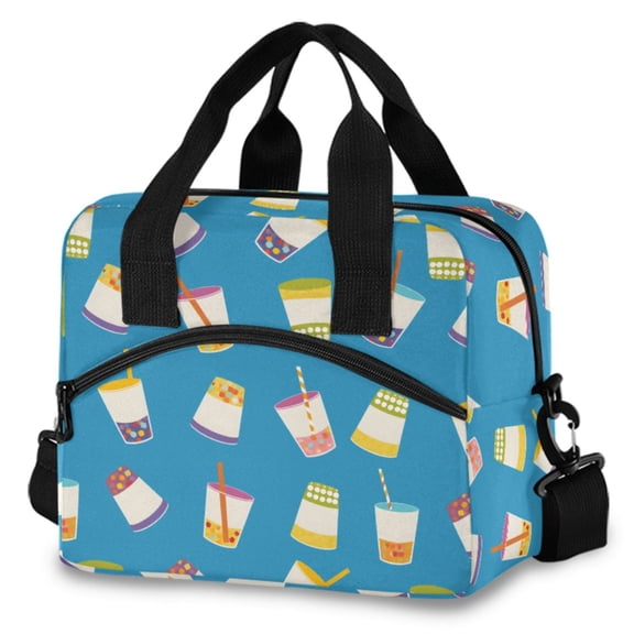ALAZA Boba Bubble Tea Insulated Lunch Box Large Reusable Cooler Bag with Shoulder Strap