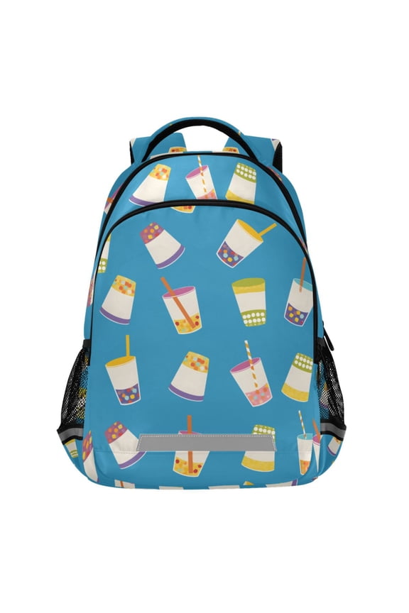 Boba Bubble Tea Pattern Backpack Elementary School Bags Student Bookbag Travel Rucksack