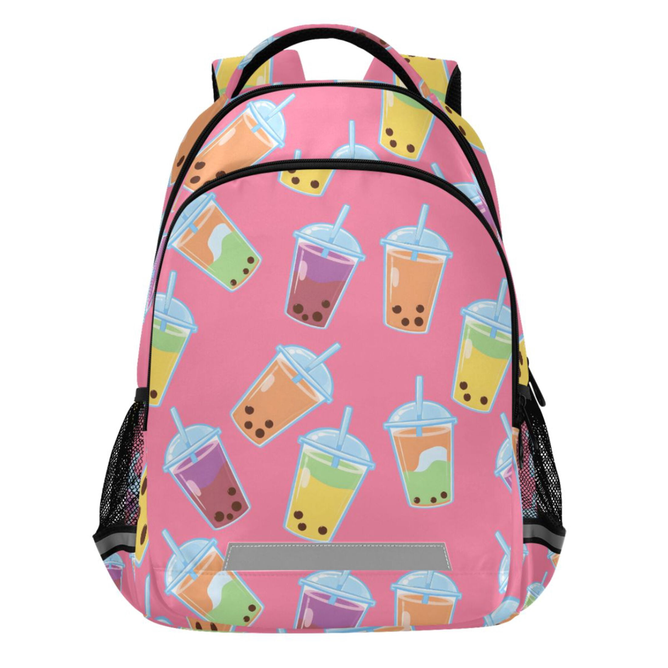 bubble tea patterned mini backpack Squishable way top zipper for easy access with plenty of room inside and a front zip pocket for all the extras Adorable pink little kawaii backpack