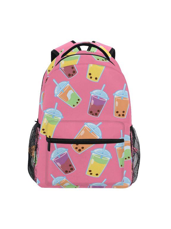 Boba Bubble Tea Pink Pattern Kids School Backpack Elementary Student Bookbag for Girls Boys Laptop Bags Travel Daypack