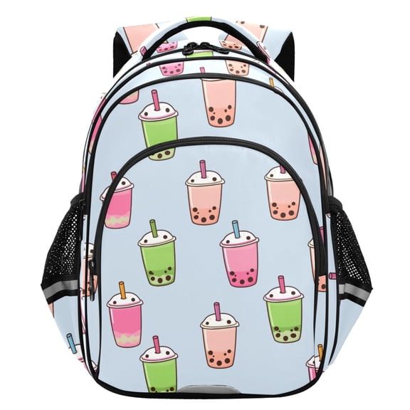 ALAZA Boba Bubble Tea on Blue School Backpack Elementary Bag Student Bookbag Travel Rucksack