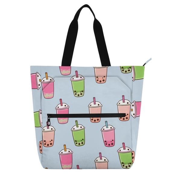 ALAZA Boba Bubble Tea on Blue School Book Bag Kids Tote Bags Handbag