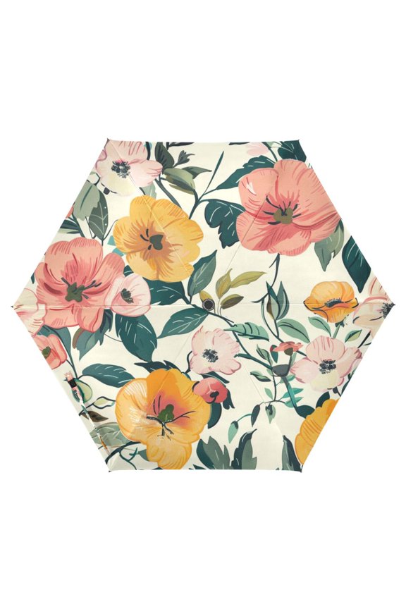 Bohemia Flowers and Leaves UPF 50+ Compact Folding Umbrella for Rain Travel Umbrella Packable