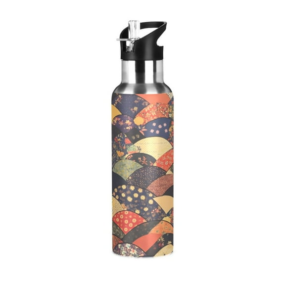 ALAZA Bohemia Indian Retro Pattern Water Bottle Insulated Flask Stainless Steel Straw Lid 20 oz
