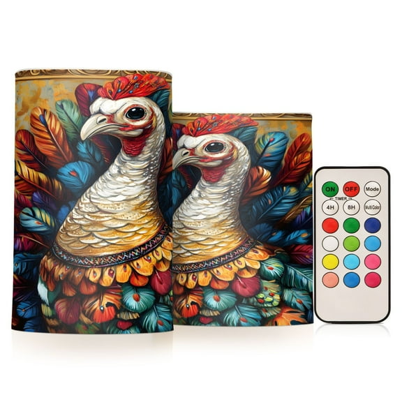 ALAZA Bohemia Turkey 2 PCs LED Flickering Flameless Candles with Remote Timer Battery Operated Candle