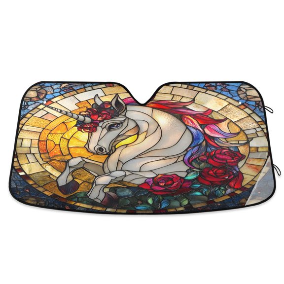 ALAZA Bohemia Unicorn Windshield Sun Shade Car Foldable Visor Block UV Rays Protector 55"x27.6"