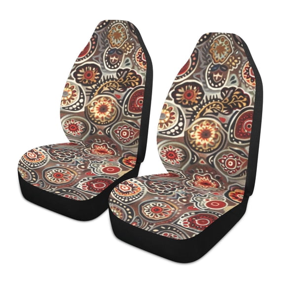 ALAZA Bohemian Mandala Paisley Rustic Car Seat Covers 2 PCs Universal Auto Front Seats Interior Protector