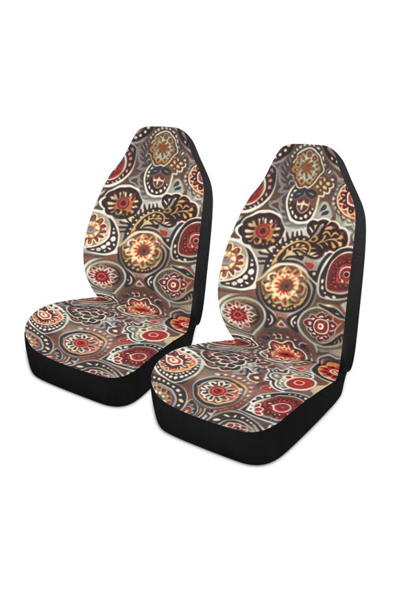 Bohemian Mandala Paisley Rustic Car Seat Covers 2 PCs Universal Auto Front Seats Interior Protector