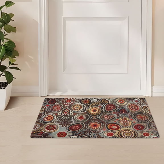ALAZA Bohemian Mandala Paisley Rustic Door Mat Outdoor Indoor Entrance Low Profile Floor Rugs 32"x20"