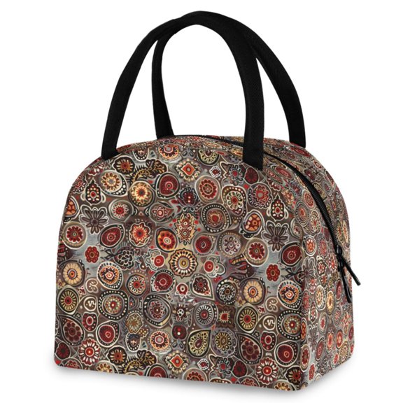 ALAZA Bohemian Mandala Paisley Rustic Insulated Lunch Box Reusable Cooler Tote Bag Work Office Picnic