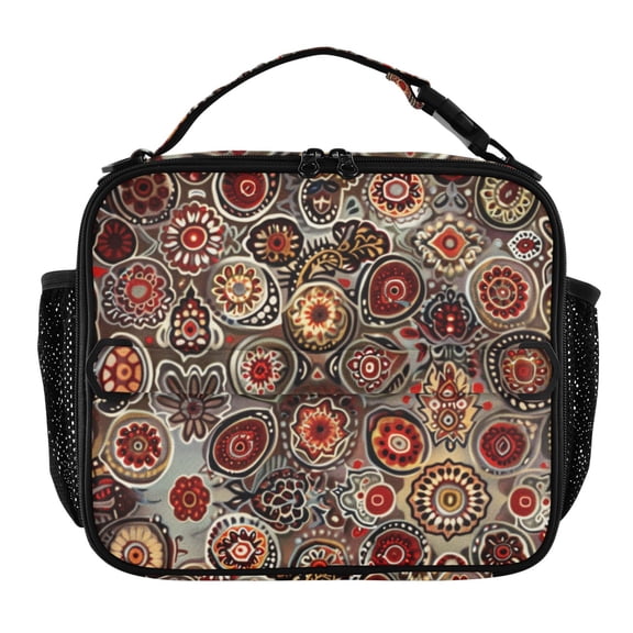 ALAZA Bohemian Mandala Paisley Rustic Lunch Box Insulated Lunch Bag Cooler Tote with Shoulder Strap