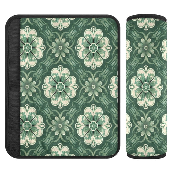ALAZA Boho Art Flowers Car Seat Belt Adjuster Neck Covers Shoulder Cushions Pads M