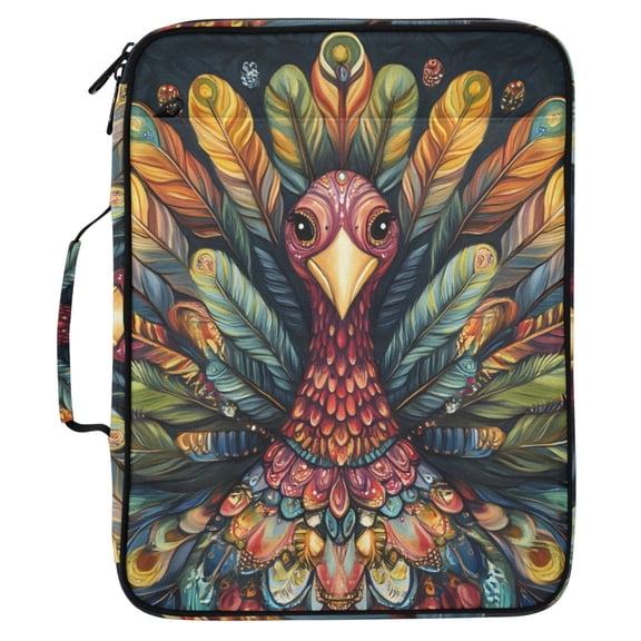 ALAZA Boho Art Turkey Pattern Expanding Accordion File Folder 3 Ring Zipper Organizer Portable Document Binder Bag