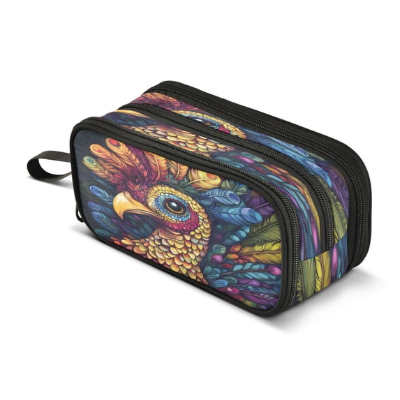 ALAZA Boho Artistic Turkey Pencil Case Bag 3 Compartment Pen Pouch Large Storage Holder Box Organizer