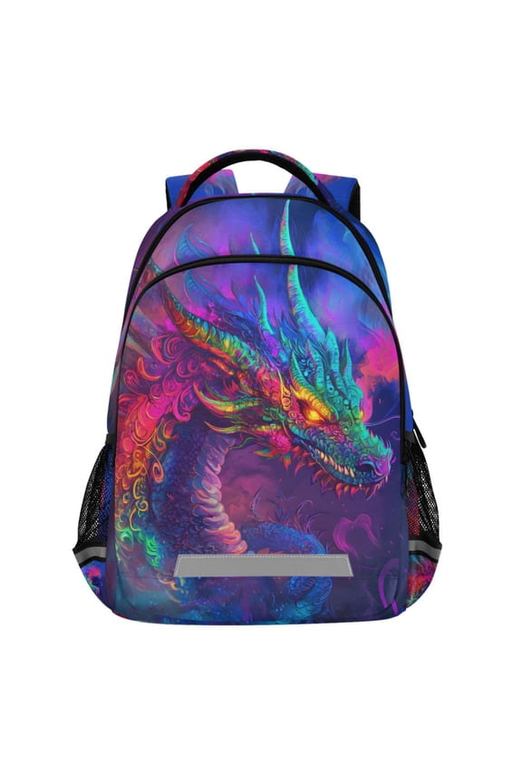 Boho Cool Dragon Pattern Backpack Elementary School Bags Student Bookbag Travel Rucksack