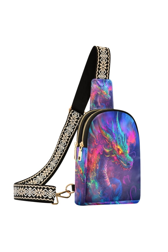 Boho Cool Dragon Sling Bag for Women Men Waterproof Crossbody Chest Bags