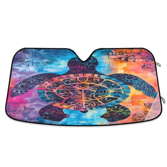 ALAZA Boho Silhouette Turtle Pattern Car Windshield Sun Shade Foldable UV Ray Sunshade Visor Protector 53 x 23.5in