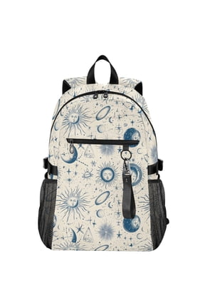 Boho Starry Sun Planet Pattern School Backpack Travel Laptop Bag College Bookbag Casual Daypack for Women Men