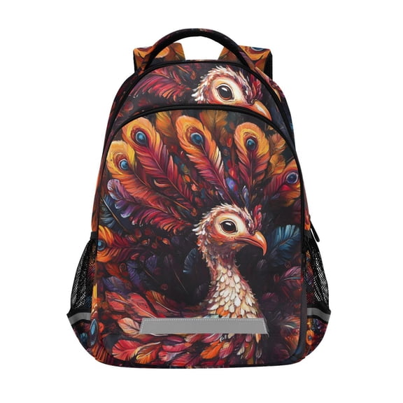 ALAZA Boho Turkey Feather Backpack Elementary School Bag Bookbag Travel Rucksack
