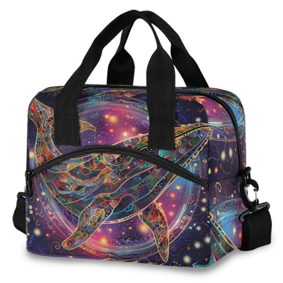 ALAZA Boho Whale Insulated Lunch Box Large Reusable Cooler Bag with Shoulder Strap