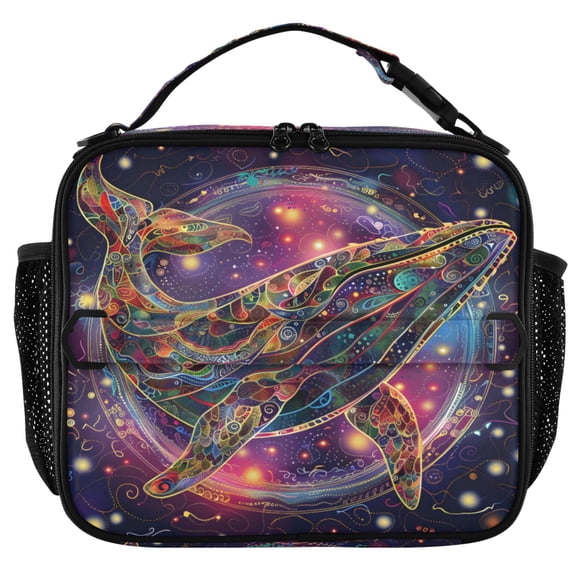 ALAZA Boho Whale Insulated Lunch Box Lunch Bag Cooler Tote with Shoulder Strap
