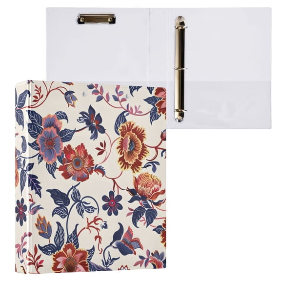 ALAZA Boho Wild Flowers Hardcover 3 Ring Binder 1.5" Round Rings Interior Pockets Binders Organizer 1 Pack