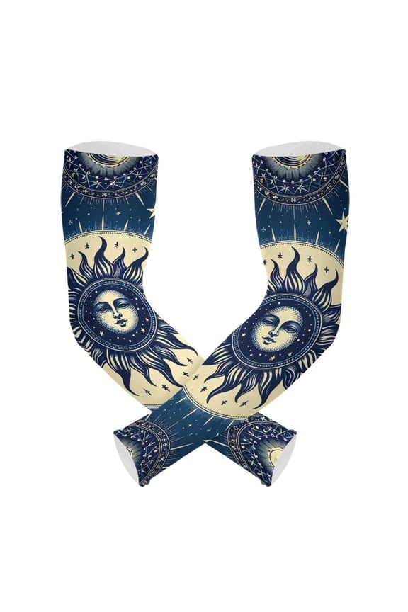 Bohomia Head and Moon UV Sun Protection Arm Sleeves UPF 50+ Compression Cooling Sleeve 1 Pair