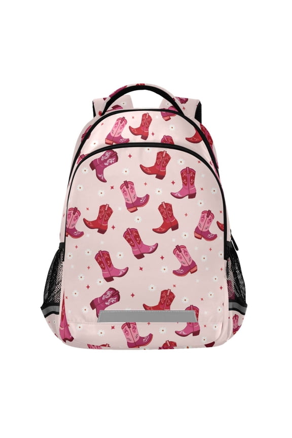 Boots Daisy Flower Pattern Backpack Elementary School Bags Student Bookbag Travel Rucksack